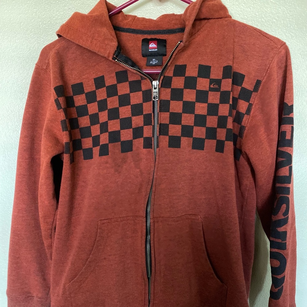 QUICKSILVER Rust Color Boys large 14 zip up hoody
